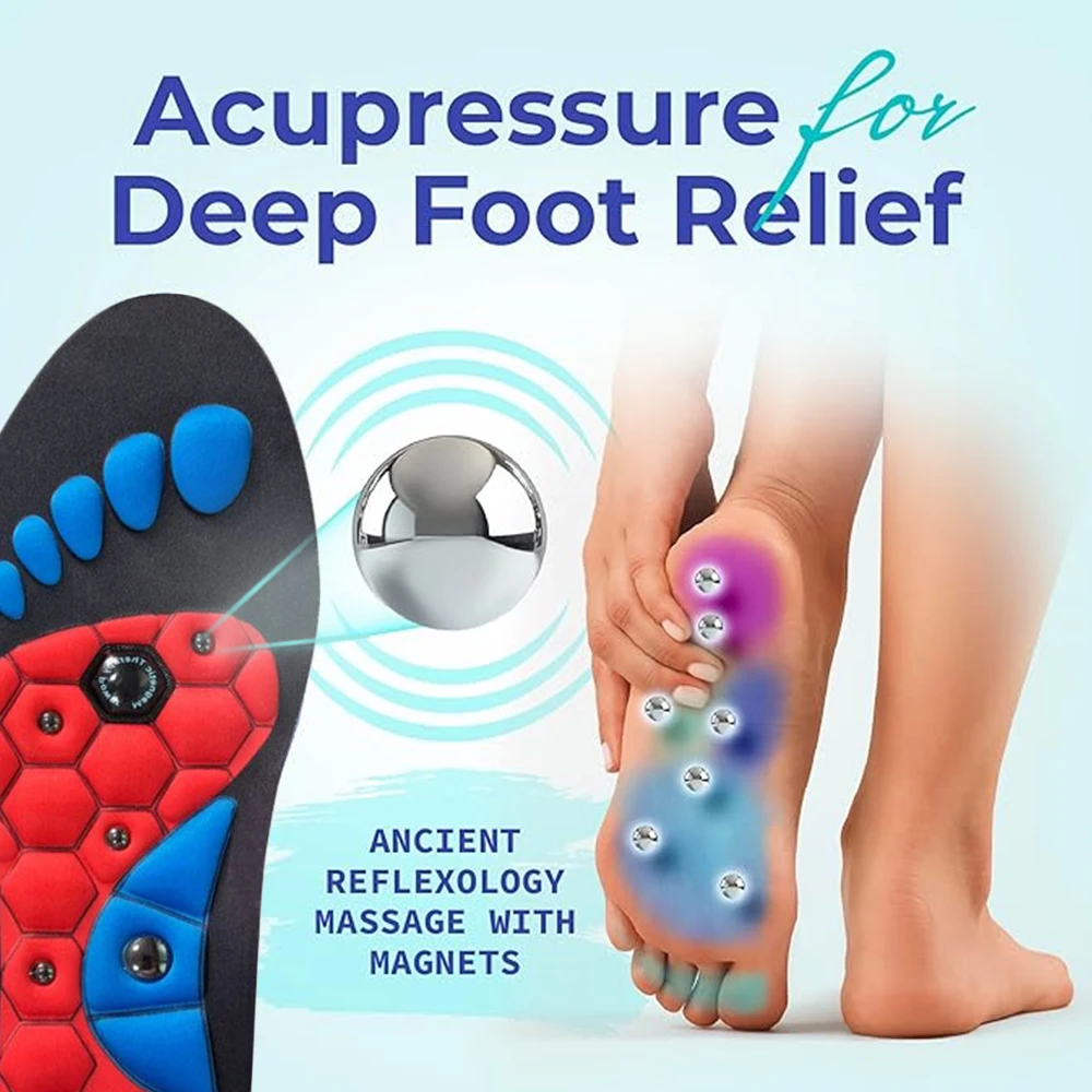 Magnetic Insoles for Shoes Man Woman Weight Loss Massage Shoe Soles Flat Feet Arch Support Orthopedic Foot Acupressure Insoles