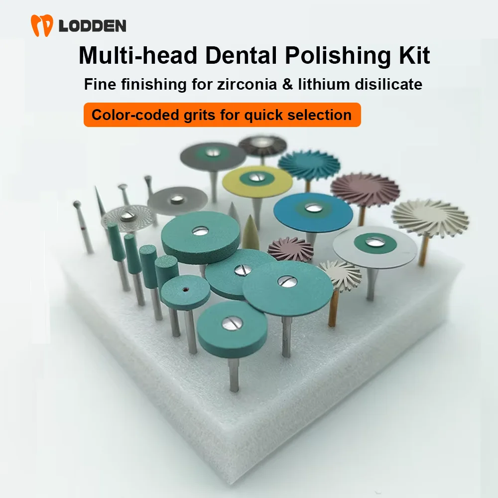LODDEN 24pcs Dental Lab HP KIT 3Z00.1 for Grinding or Polishing Zirconia & Lithium Disilicate odontologia Drills Polishing Burs