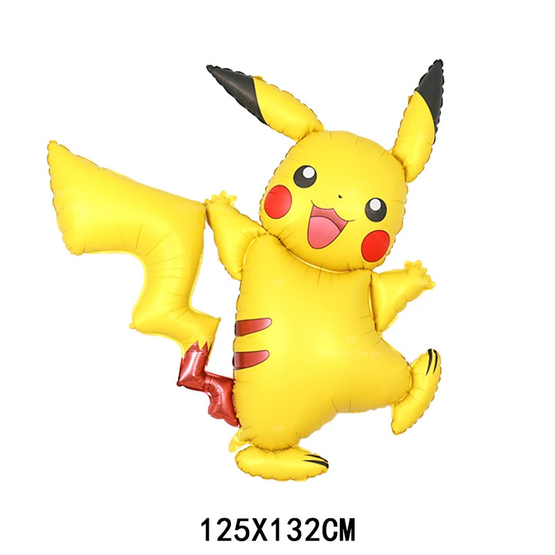 1set Cartoon Pokemon Pikachu Theme Foil Balloons Set Red Black Latex Balloon Kids Birthday Baby Shower Party Decora Supplies