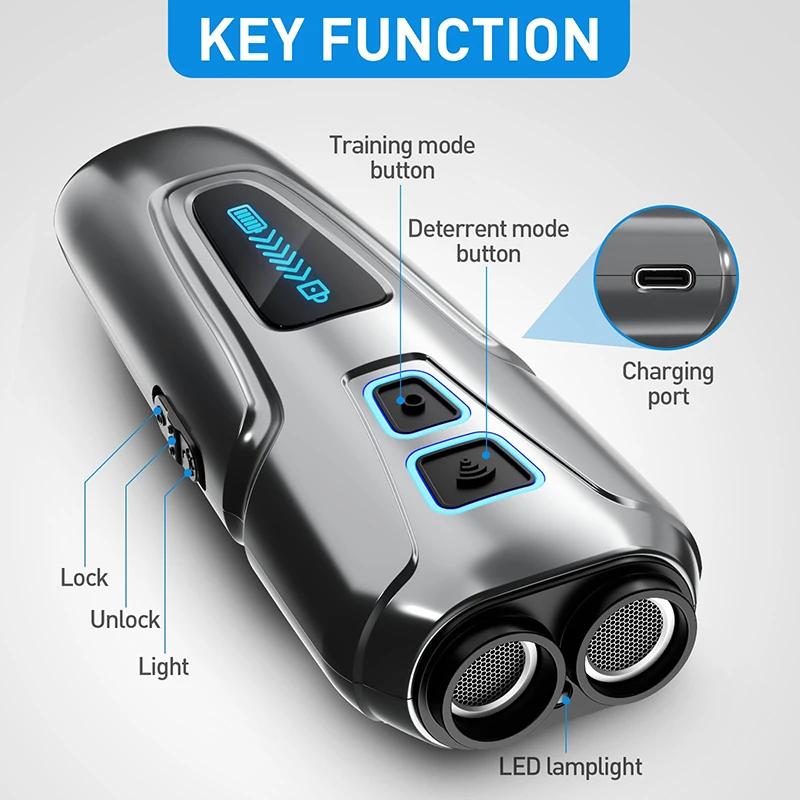 Imagem -02 - Benepaw-safe Ultrasonic Dog Repeller Dog Training Sensor Duplo Lanterna Led Pet Latindo Dissuasor Dispositivos de Controle Recarregável