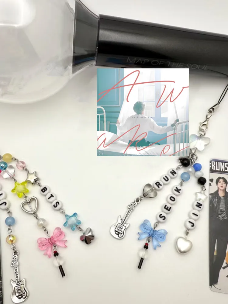 Jin Run Seokjin Echo EP World Tour inspired phone charm keychain light stick charm- blue/pink/yellow/white/pink