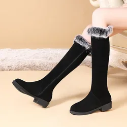 Warm Women Snow Boots 2024 Winter New Black Red Camel Fashion Ladies Knee-high Boots Fur Plush Casual Rubber Female Long Shoes