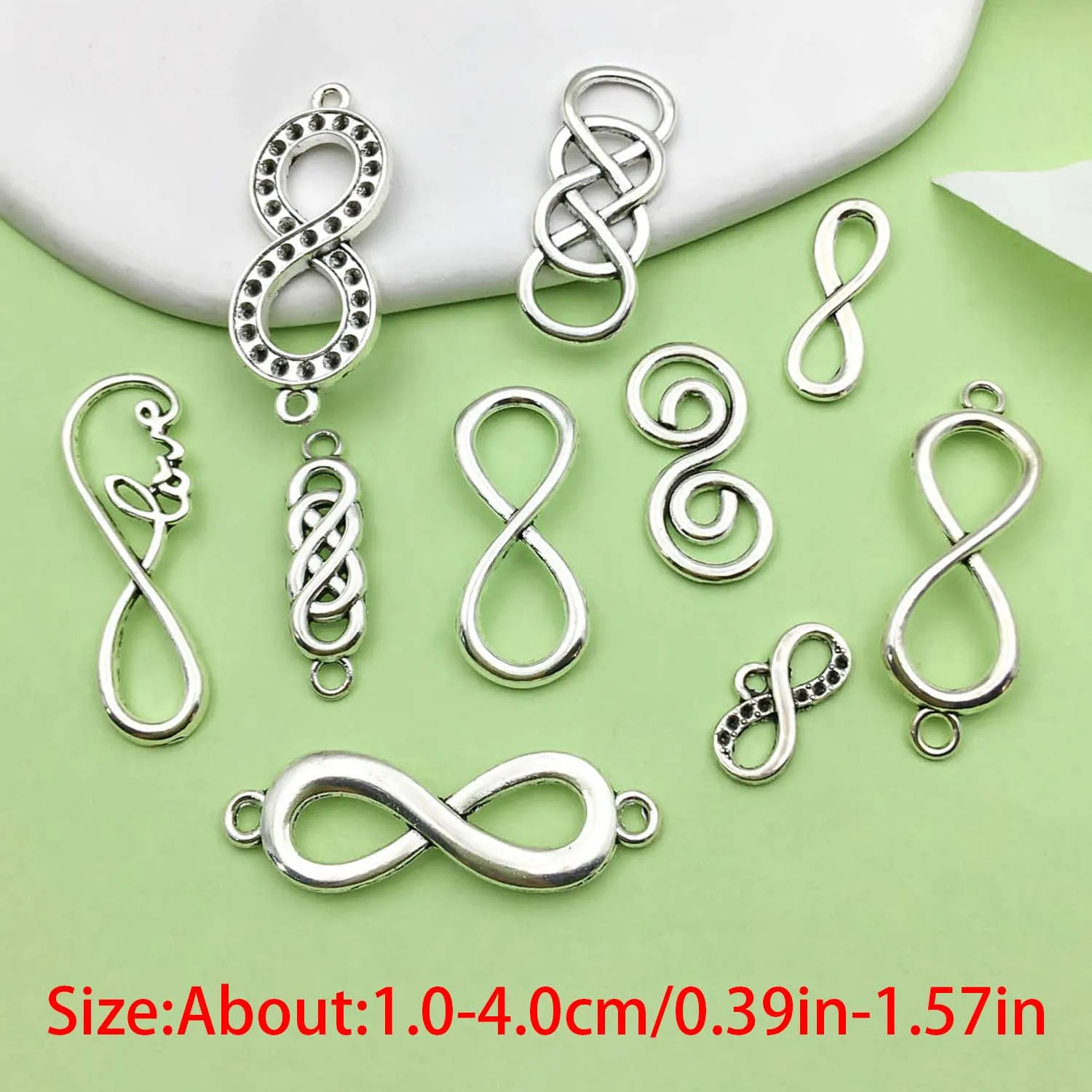 20pcs Antique Silvery Vintage Infinity Symbol Connector Charms Alloy Metal Pendants for DIY Bracelet Necklace Jewelry Making Acc