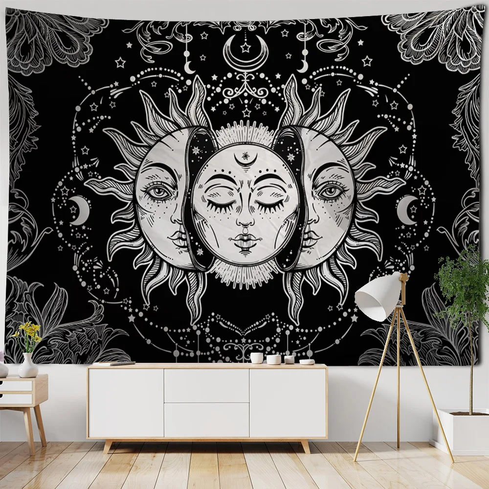 Sonnengott Kunst Wandteppich Hippie Sonne Mond Wandteppich Home Ästhetik Dekoration Wandtuch Strandtuch Tischdecke Bettlaken