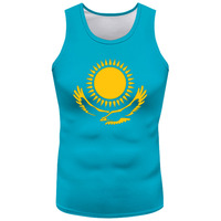 Kazakhstan Vest Diy Free Custom Made Kaz Tank Top Nation Flag Kz Russian Kazakh Country College Print Logo Sleeveless T-Shirt