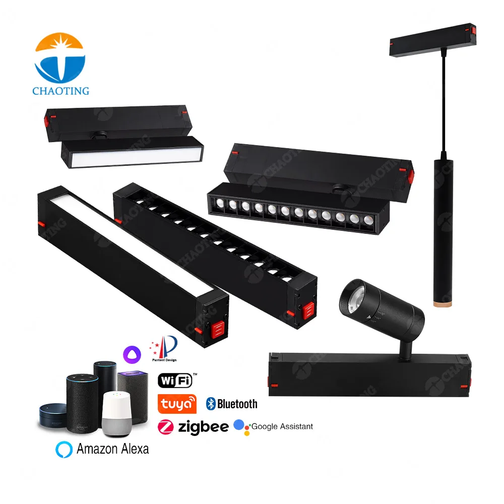 Magnetic Track Light System Linear Rail Recessed DC90-265V Surface Magnet Track Smart Remote Control LED Track Light
