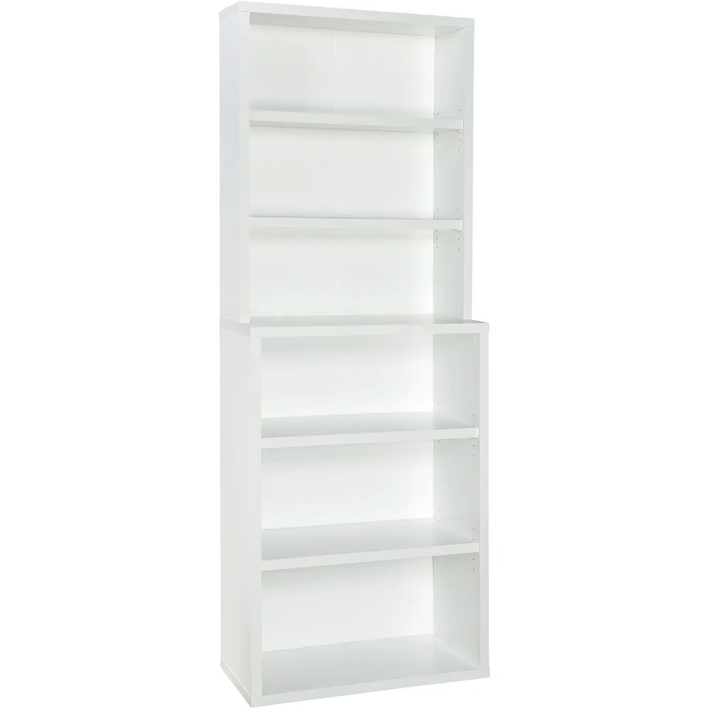 

ClosetMaid Bookshelf with 6 Shelf Tiers, Adjustable Shelves, Tall Bookcase Hutch, Sturdy Wood With Closed Back Panel, White