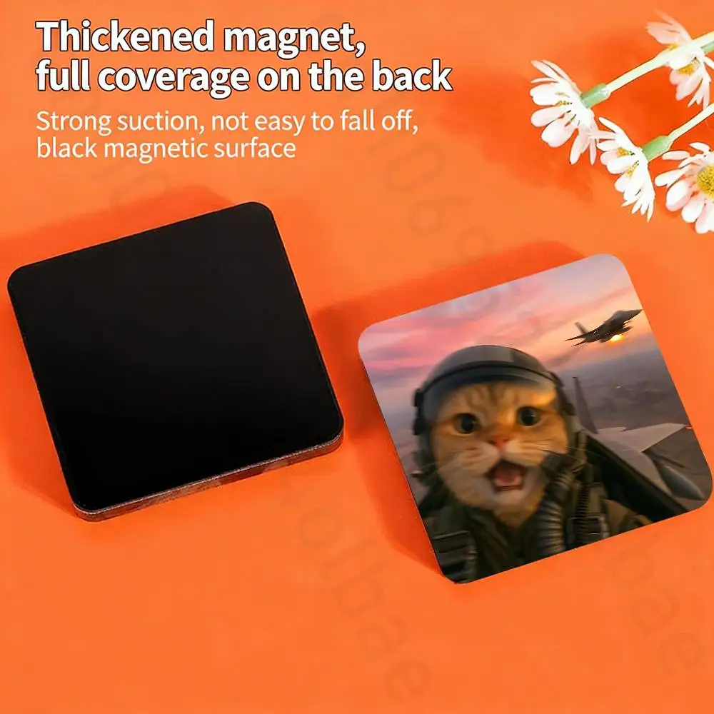 Cute Funny Rainbow Alien Cat Fridge Magnet Personalized Magnetic Durable Plastic Square Picture Surface Fridge Magnets