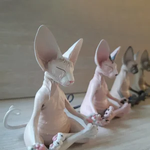 Meditasyon-yoga-kedi-mutlu, kaprisli buda, sphynx kedi heykeli, art deco heykel heykeli bahçe açık - sfenks heykelinin en çok satan 8 ürünü-no. 2