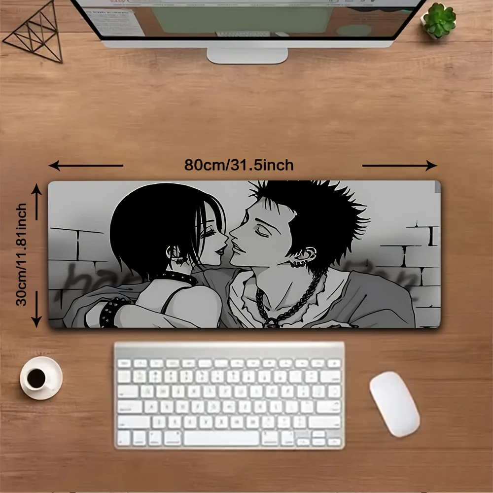 Black White Anime Style Couple Large Extended Gaming Mouse Pad Desk Mat