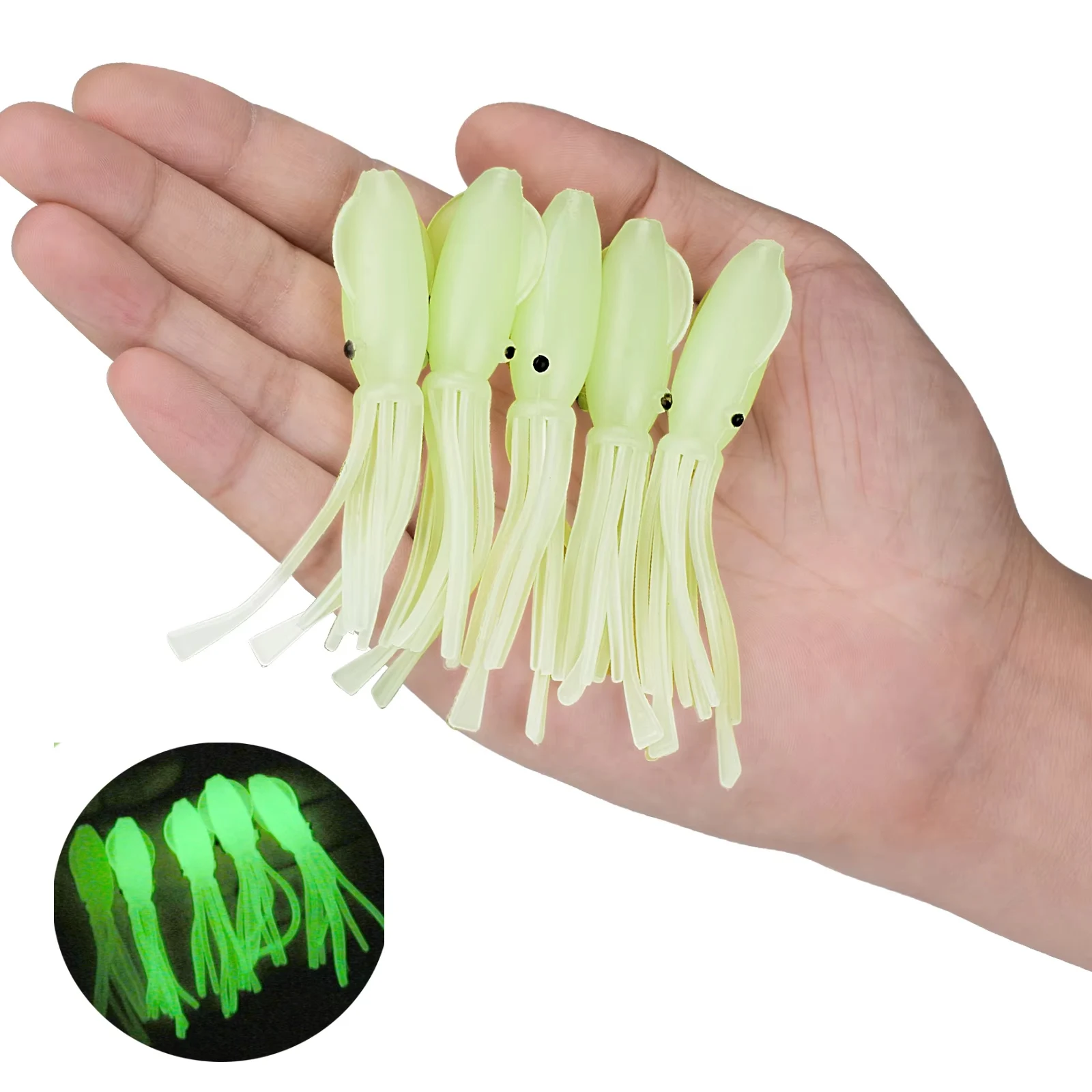 Señuelo Suave de Calamar Luminoso Silicona – Ideal para Pesca en Mar - imagen 3