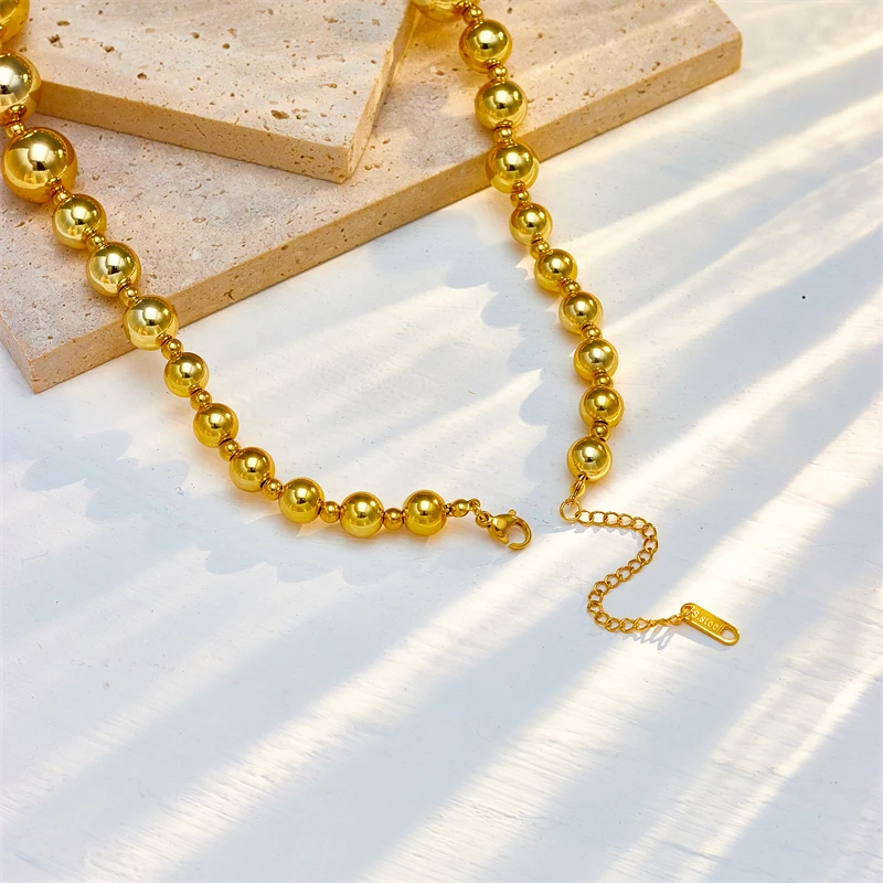DIEYURO Exaggerated CCB Material Large Round Ball Beads Choker Necklace For Women New Punk Girls Hip Hop Chain Jewelry Gifts