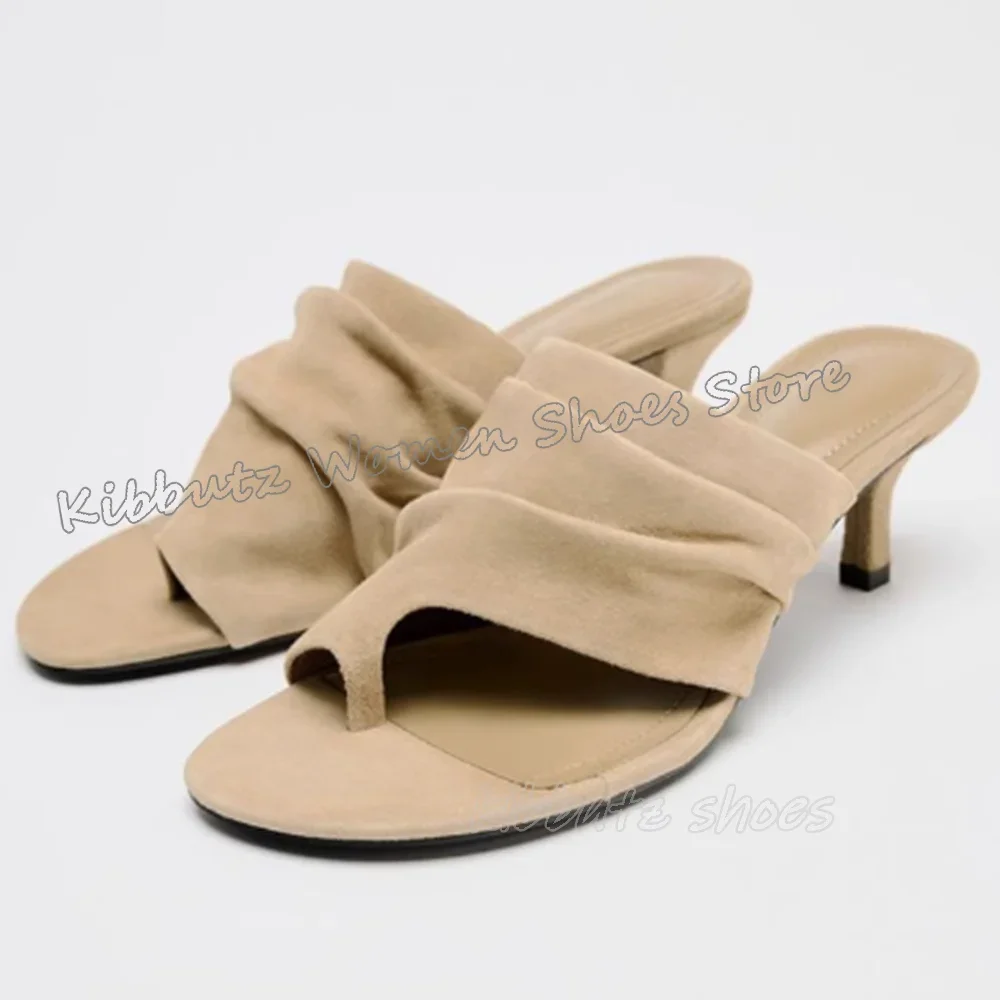 

Сандалии-тапочки на клипсе, замшевые слипоны, однотонные, модные, лаконичные, пикантные, элегантные, вечерние, летняя женская обувь, новейшие туфли на тонком каблуке