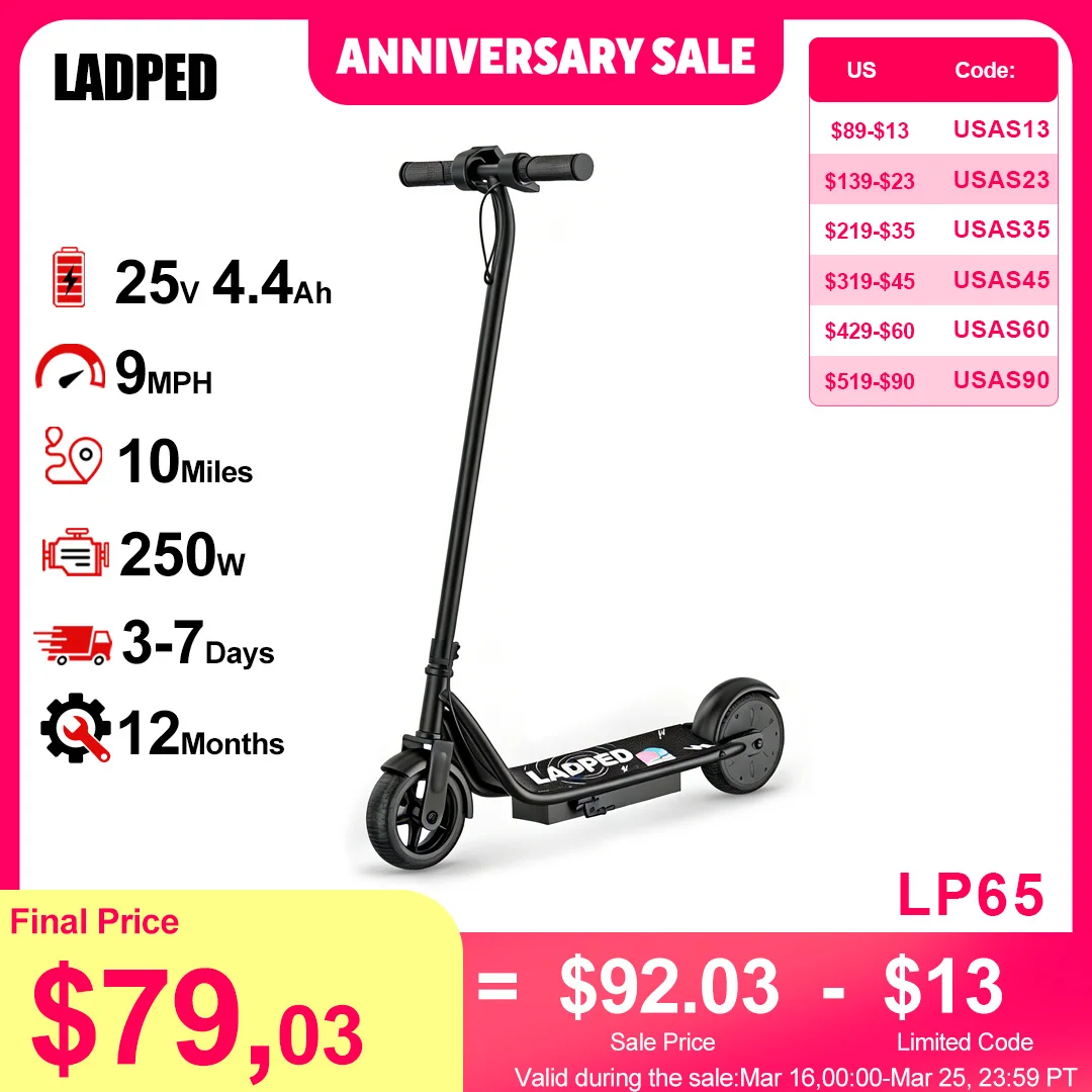 

Electric Scooter for Kids - 9MPH & 10Mile Range, 250W Motor, 6.5" Solid Tires with App Control Folding Commuter E-Scooter UL2272
