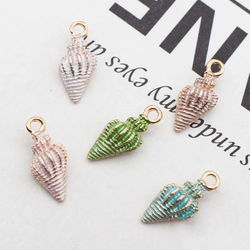 

2 Sets Korean Version Conch Shell Pendant Nautical Charm Seashell Loose Bead DIY