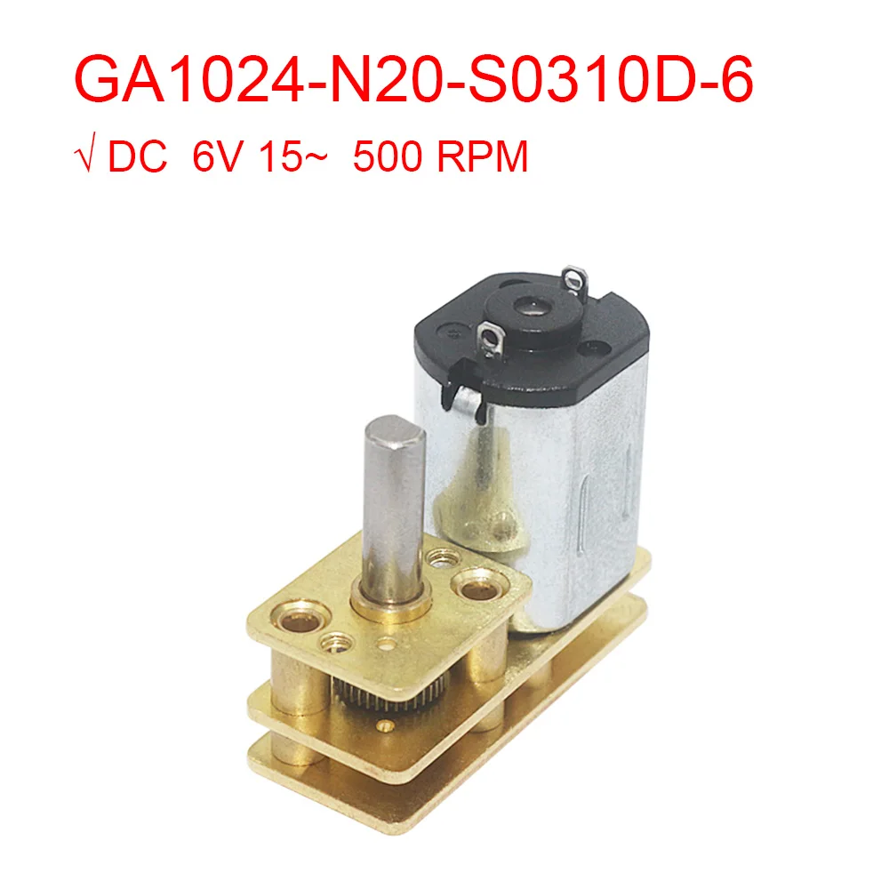 

GA1024 N20 DC 6V Flip Output 3mm D Cut Shaft Mini Micro Gear Metal Motor with Gearwheel Gearbox Reducer 15 25 50 100 300 500 RPM