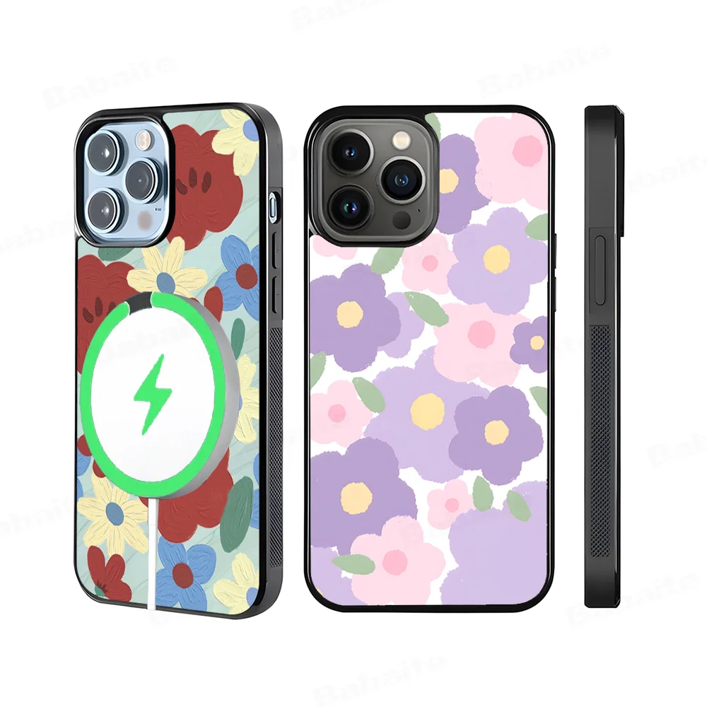 

Flowers Pearl Phone Case Magnetic Case For IPhone 16 14 13 12 11 15 Pro Max Plus For Magsafe Wireless Charge Cover