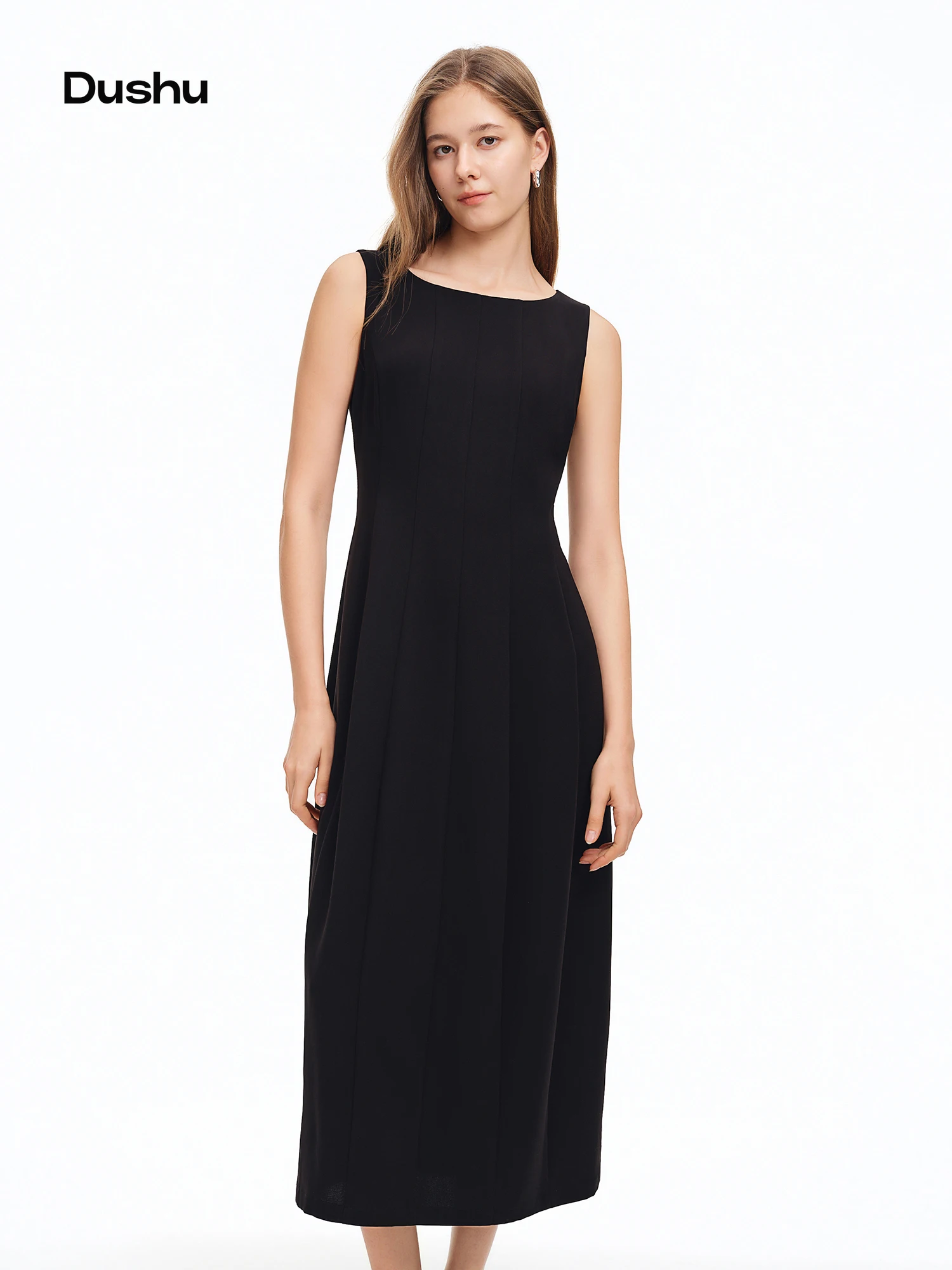 

DUSHU Bud Sleeveless Vest Dress 2026 Summer New Arrival Commuter Waist-cinching Solid Commuting A-line Elegant Workplace