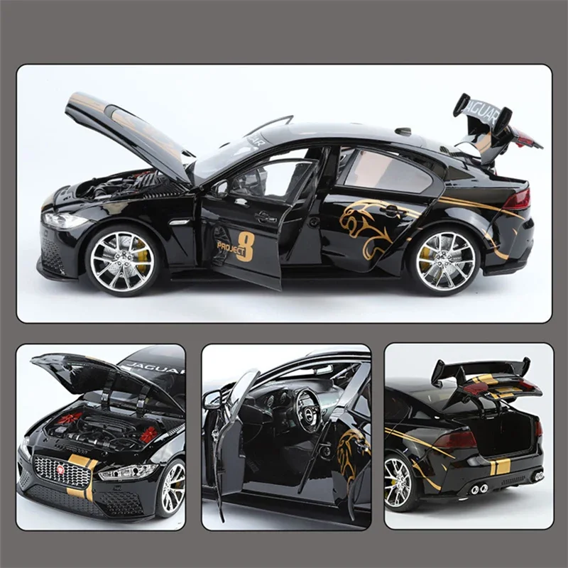 1:18 Jaguar XE SV Project 8 Alloy Sports Car Model Diecast Metal Car Vehicles Model Sound and Light Kids Toy Gift G33