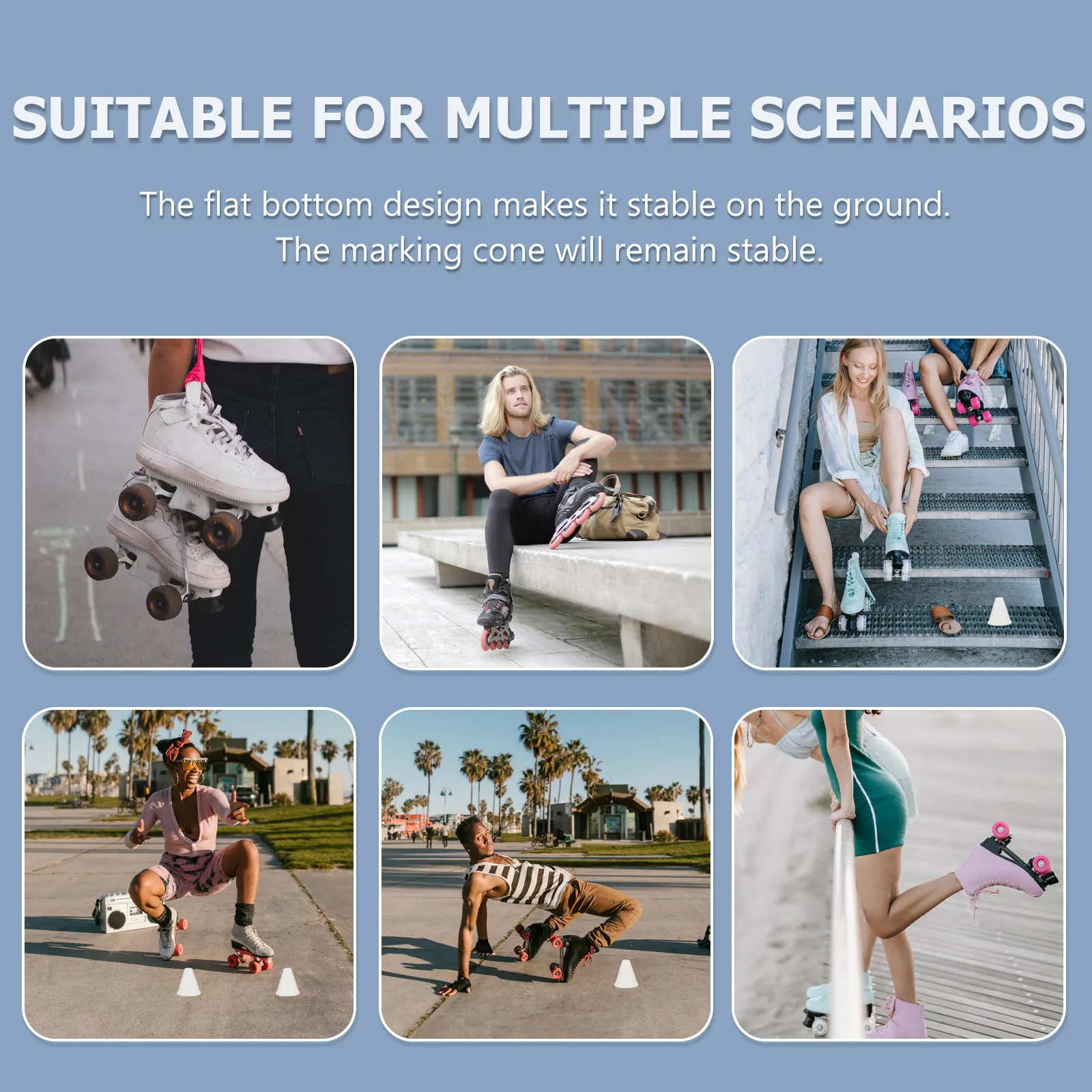 

Набор светящихся конусов для роликовых коньков с плоским дном, ветроустойчивые, для ночных тренировок, для катания на улице и в помещении