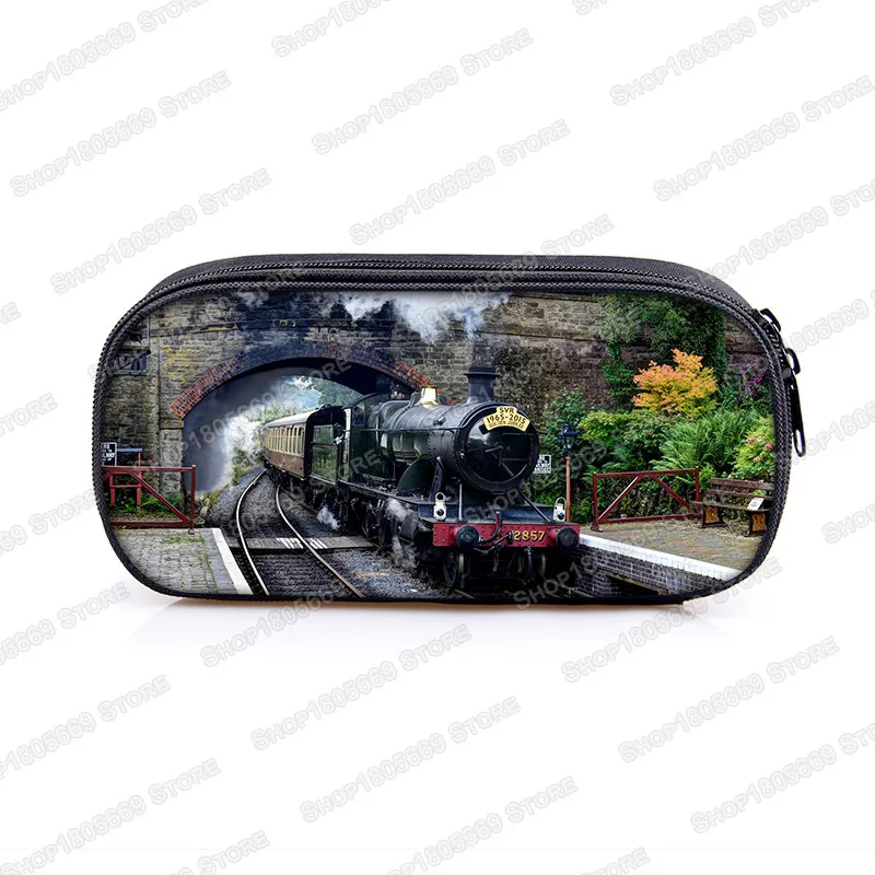 Locomotive / Steam Train Cosmetic Cases Pencil Bag Boy Girl School Case Kids Pencil Box Children Stationary Bag