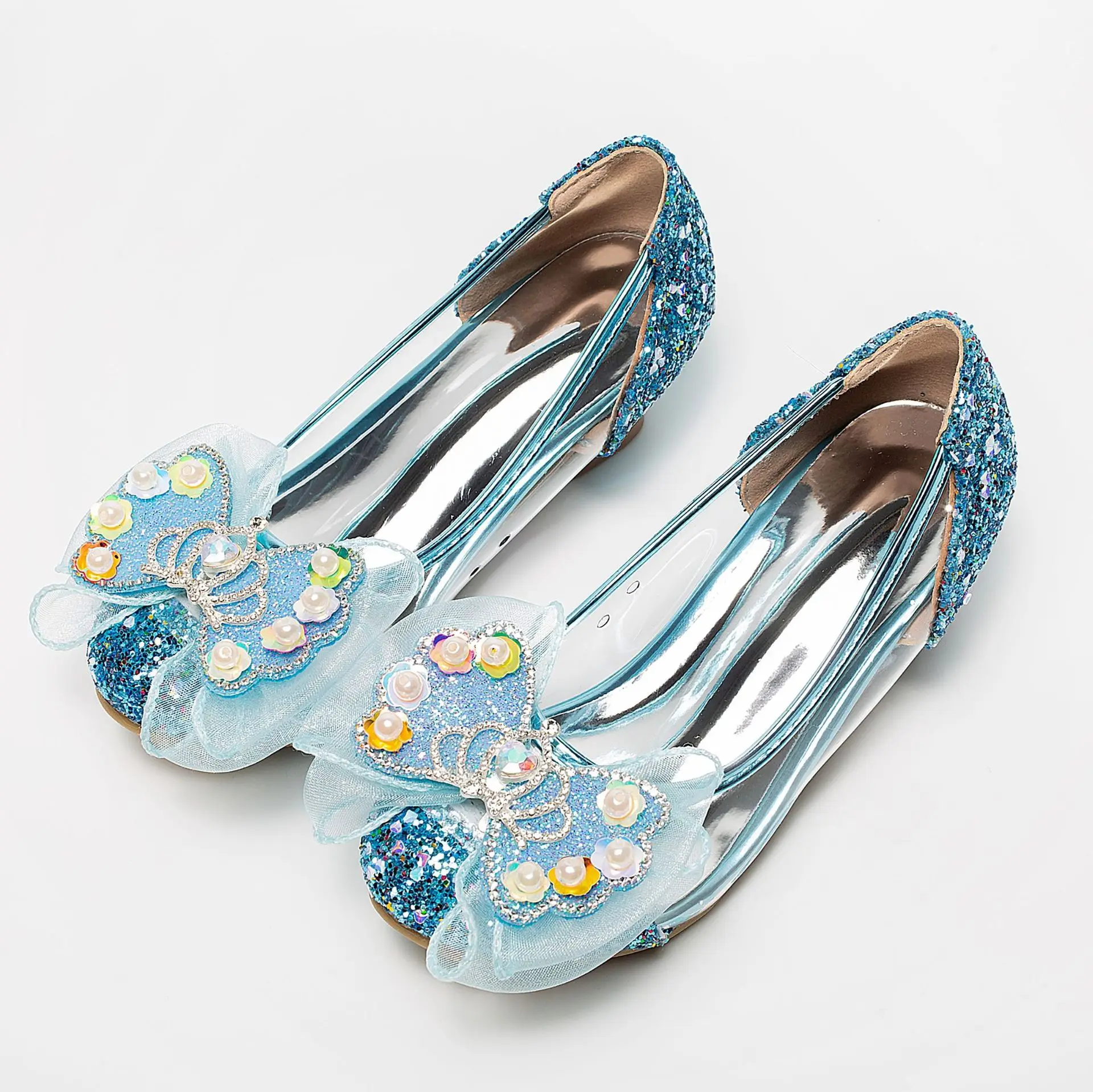 

Exquisite Kids Sandals Fashion Princess High Heels for Girls Leather Shoes Children's Shiny Crystal Dance Party Leather Shoes