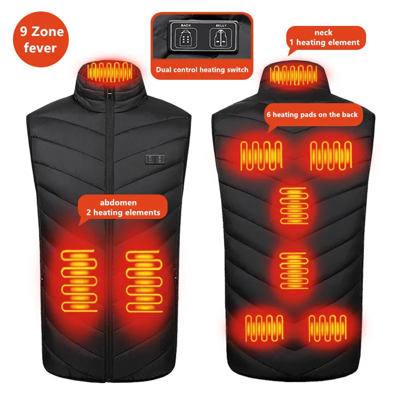 Neue Männer Casual Stehkragen Im Freien Warme Elektrische Weste Winter Usb Port Intelligente Heizung Ärmellose Mantel (Keine Power Bank) – Detail 12