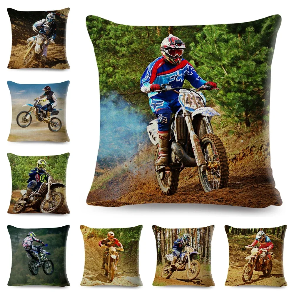 45x45 cm sport motorcycle cushion cover decorative motocross extreme mobile polyester pillowcase