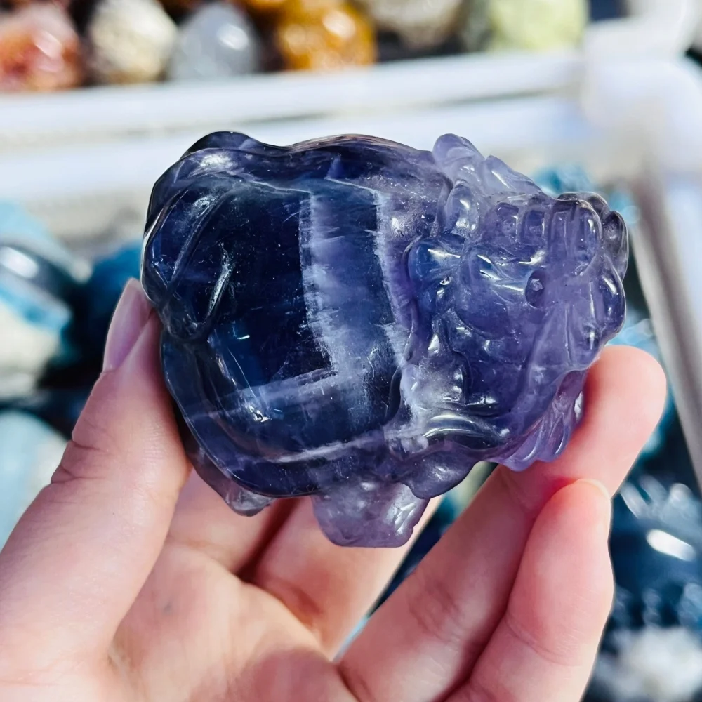 1PC Natural Dream Amethyst Pixiu Crystal Healing Animal Figurine Home Decor Holiday Gift Carving