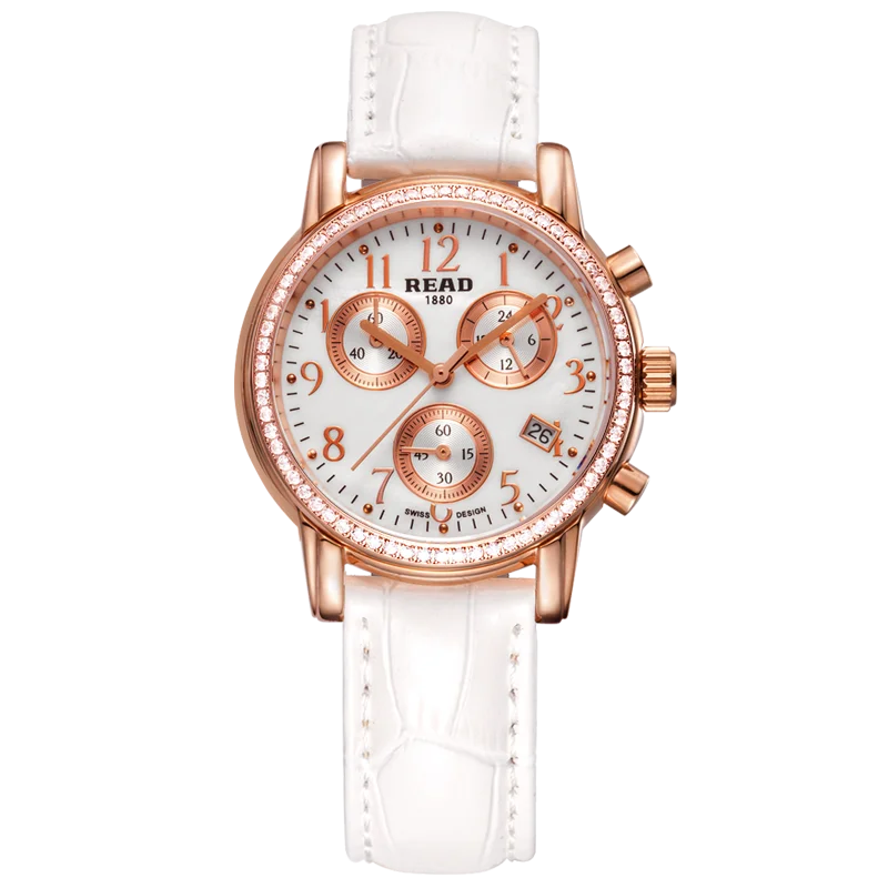 READ Women's Chronograph Quartz Watch | Rhinestone‑Bezel Wrist Watch | Sapphire Glass, 30M Water Resistant