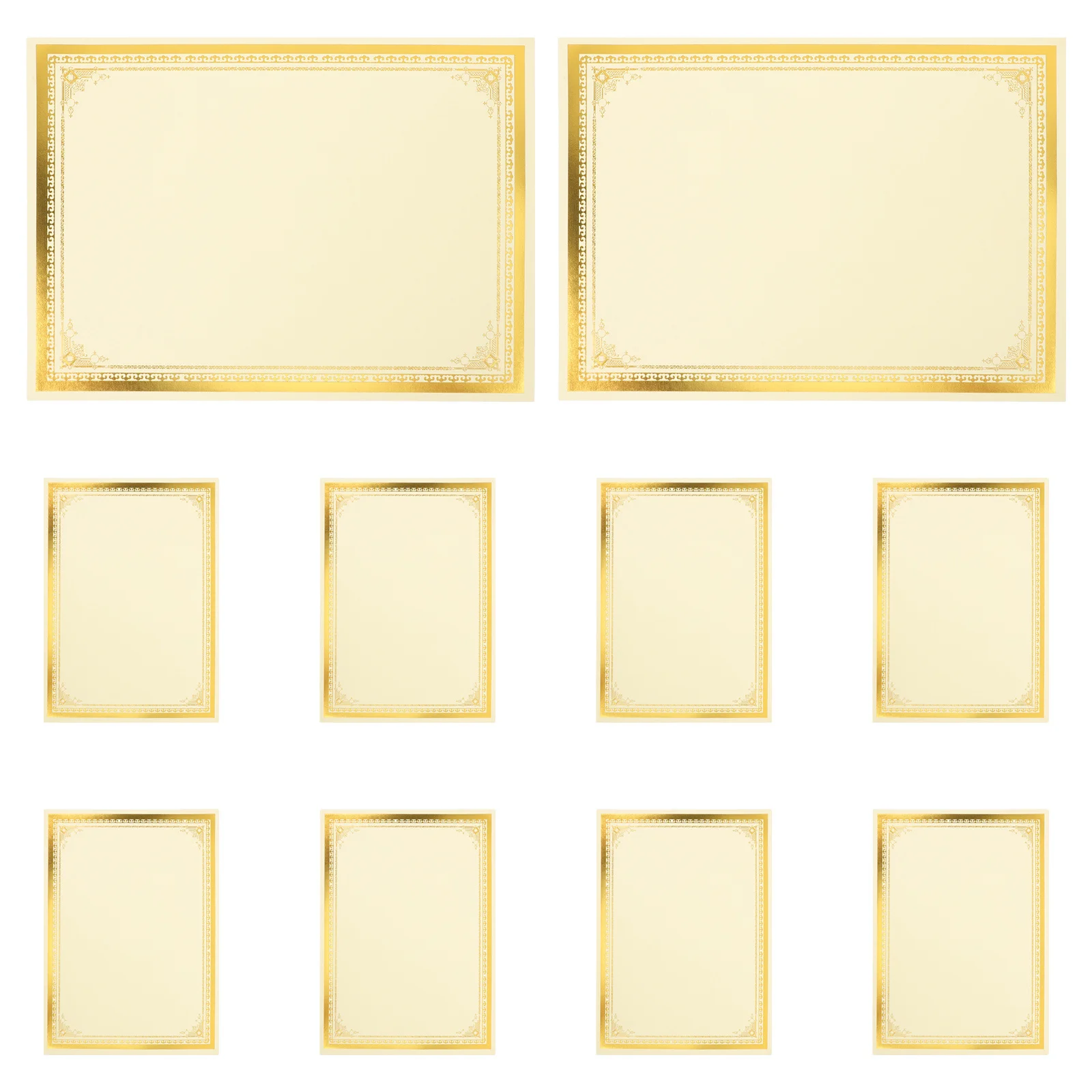 10Pcs Gold Trim A4 Certificate Inserts Thick Heavyweight Printing Paper Printable Award Sheets School Diploma Paper Elegant