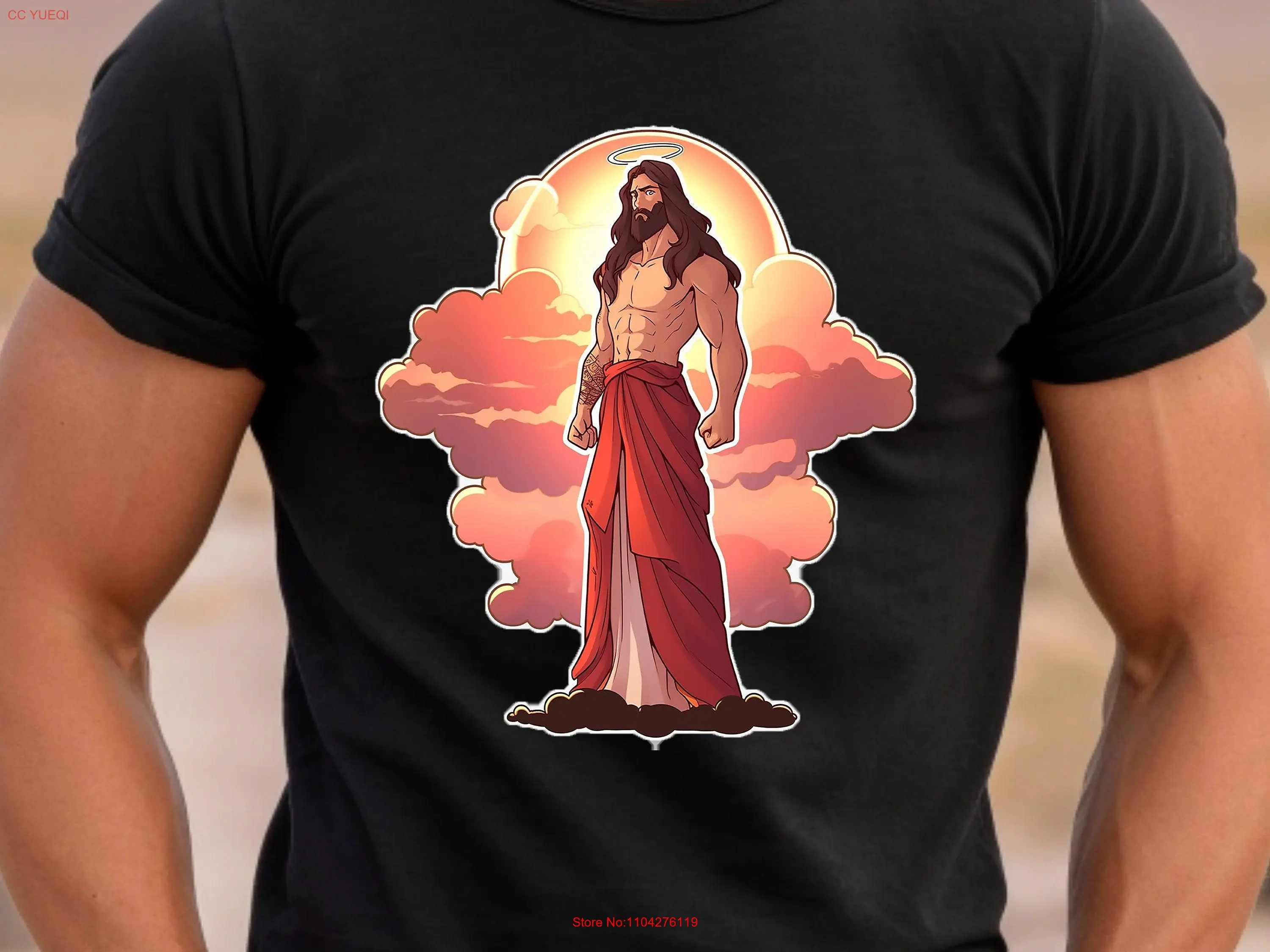 Godly Gains Jesus T Shirt Christian Faith Inspired Fitness Gym Lover For Men Manga Anime Design Fit Top