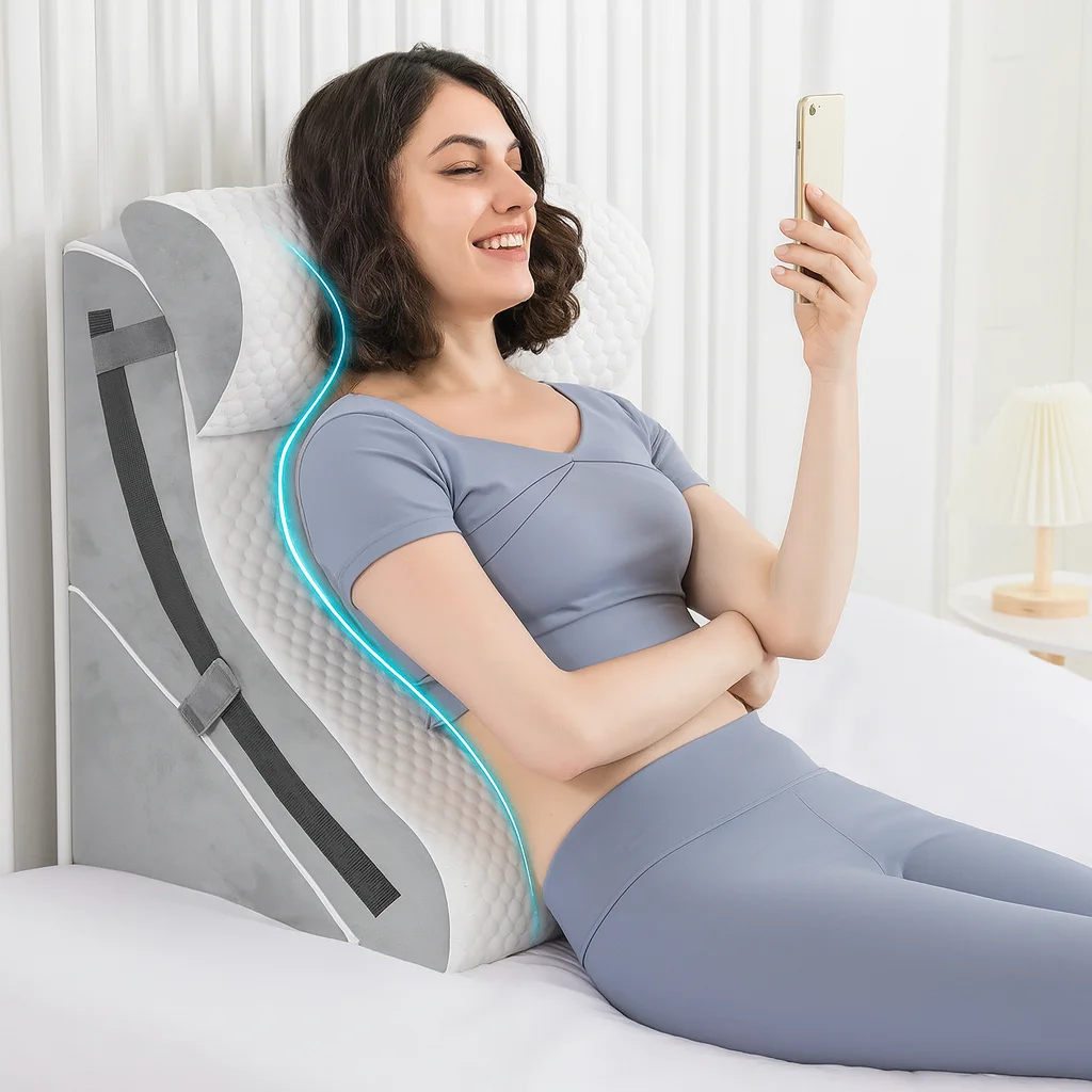 

3PCS Bed Wedge Pillow for Sleeping 20-in-1 Adjustable Memory Foam Triangle Pillow for Back Leg Pain Relief, Snoring