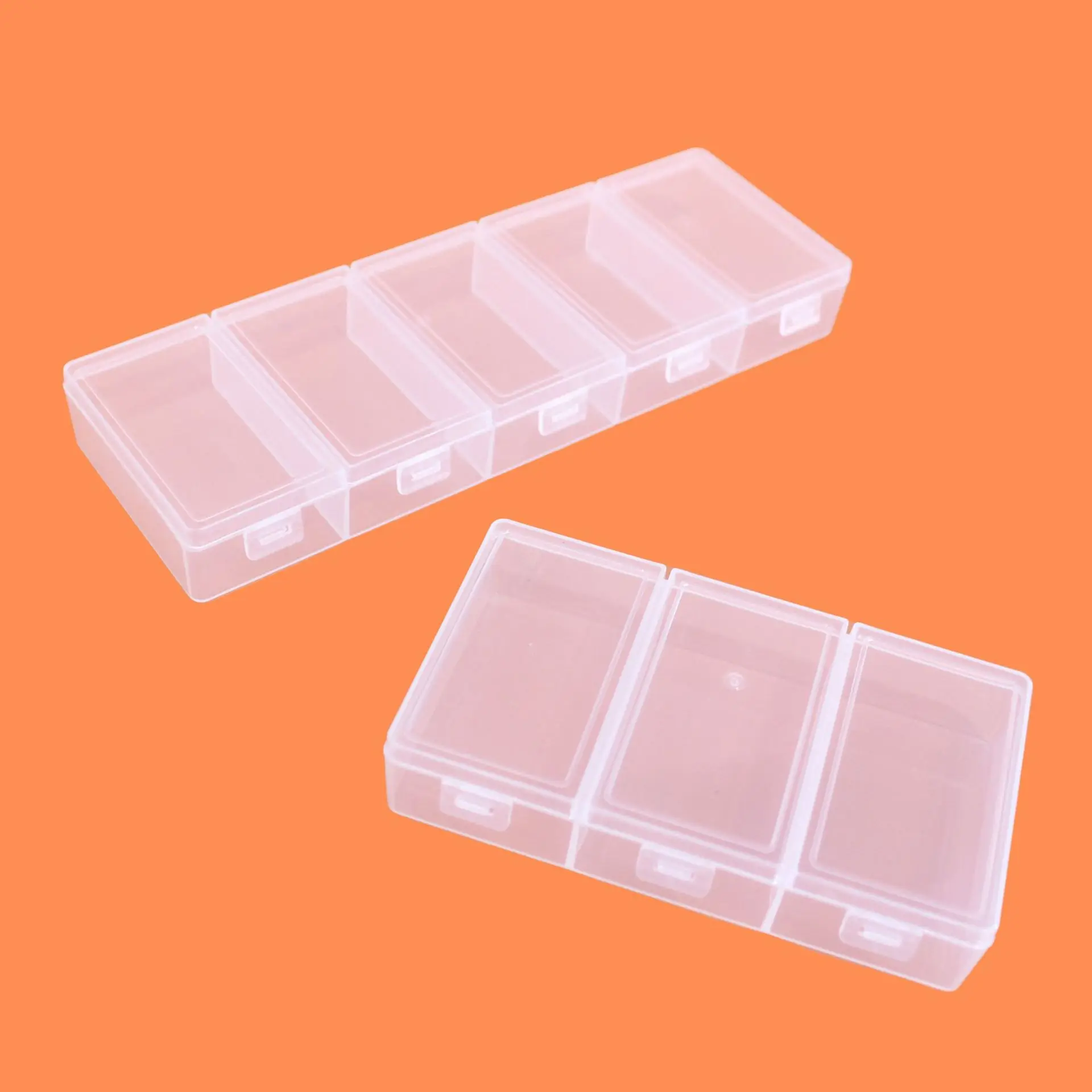 Transparent Plastic Storage Box with Separate Lid 3-5 Grids Continuous Row for Electronic Components Jewelry Fishing Gear