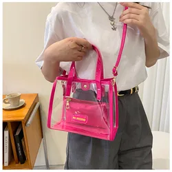 New PVC Fashion Handbag Transparent Jelly Beach Bag Tote Bag