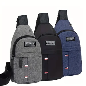 Men's Functional Chest Bag, Suitable for Business Trips and Travel, Single Shoulder Bag, Single-Layer Pocket, Nylon Material