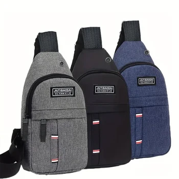 Men's Functional Chest Bag, Suitable for Business Trips and Travel, Single Shoulder Bag, Single-Layer Pocket, Nylon Material