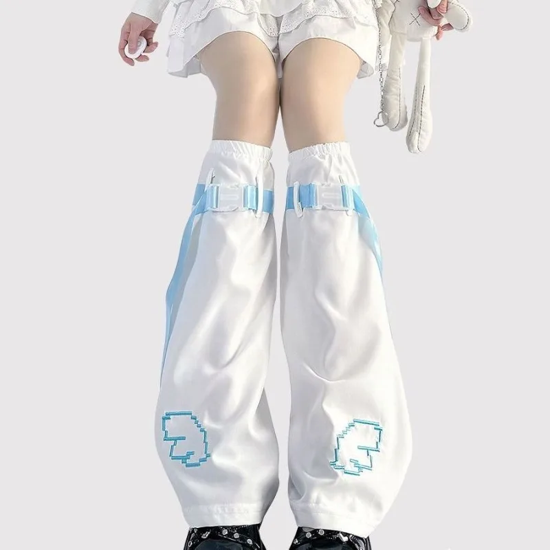 

Harajuku Buckle Strap Embroidered Leg Warmer for Women Thick Legs Subculture Lolita Trumpet Wide Leg Socks Cover Y2k Accessories