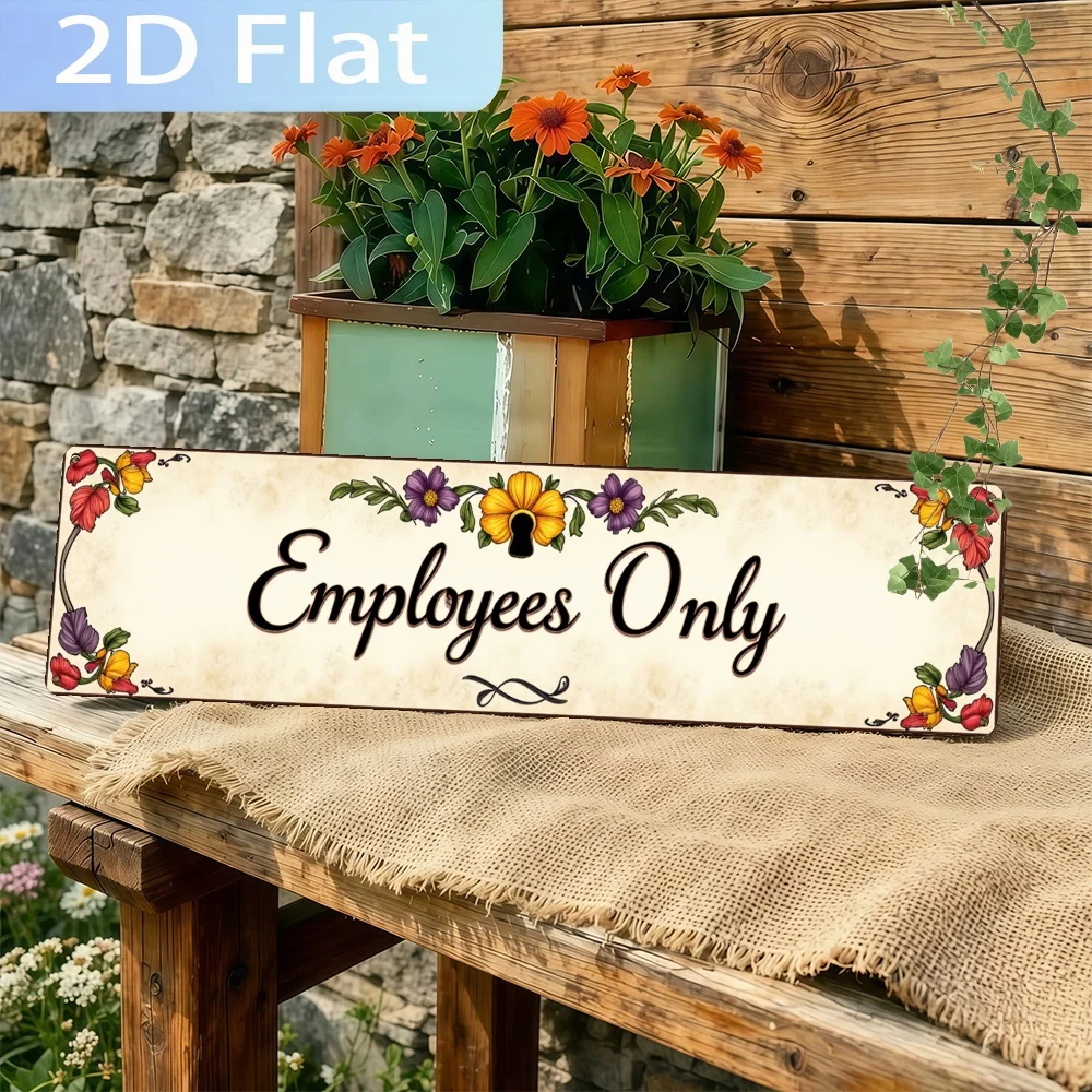 2D Flat, Vintage Sign 'Employees Solely', Elegant Wall Art Sign, Perfect for Home, Bathroom, Kitchen, Office, Multipurpose Use