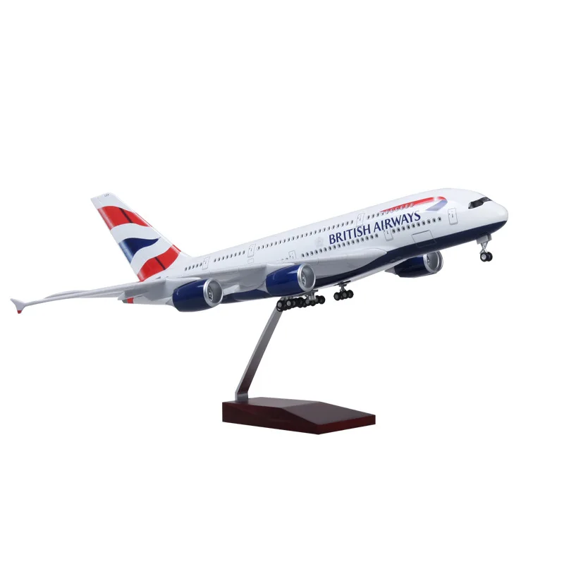 

Airplane Toy 47cm British Airways A380 Scale Plane 1:160 Resin Diecast Miniature Airplane with Led Light Collected Gift Aviation