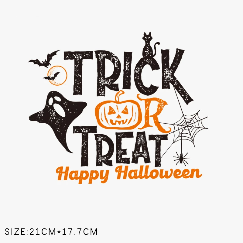 6 Styles Halloween Heat transfer sticker clothing patch DTF Stickers iron on clothes Ghost faced pumpkin Vinyl stickers washable