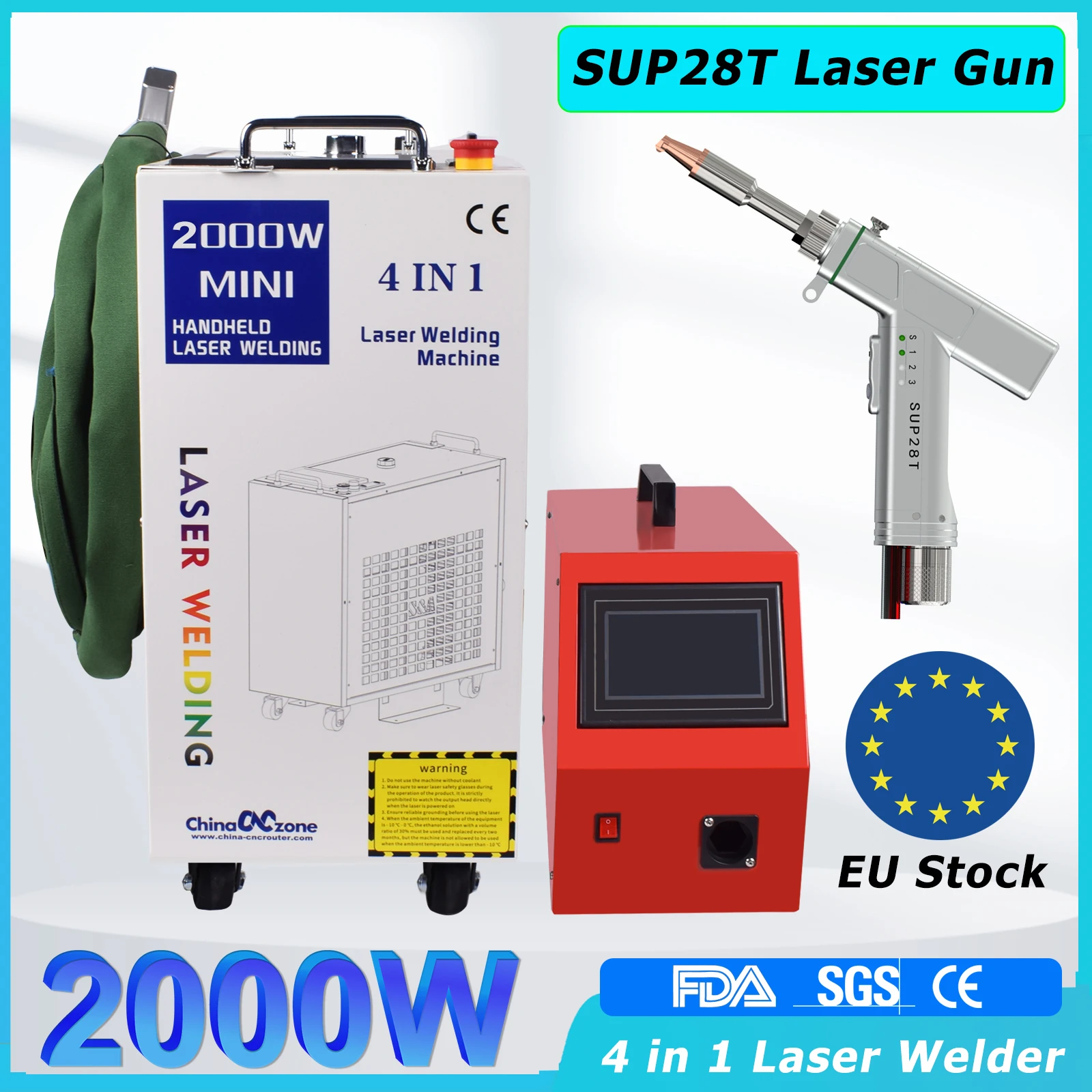 Machine de soudage au laser à fibre BWT 2000W, portable, 4 en 1, soudage, nettoyage, découpe, brasage, soudeuse au laser pour métal 1500W