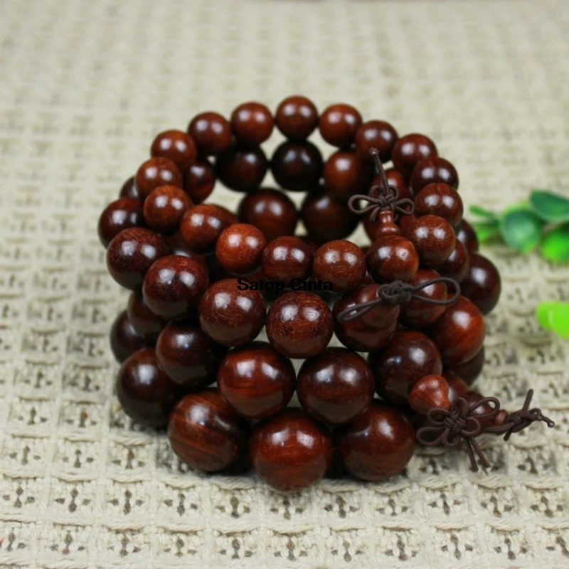 1pcs Handmade Unisex Red sandalwood bracelet Bead Diameter 1.2-2.0cm Buddhist Prayer Beads 12-17pcs Bracelet For Men Women Gifts