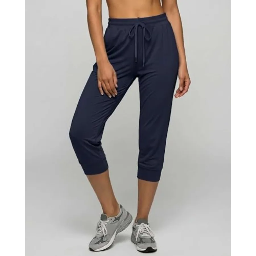 Real Essentials 3-Pack: Women's Ultra Soft Lounge Capri Joggers Sweatpants Athletic Yoga with Pockets Available in
