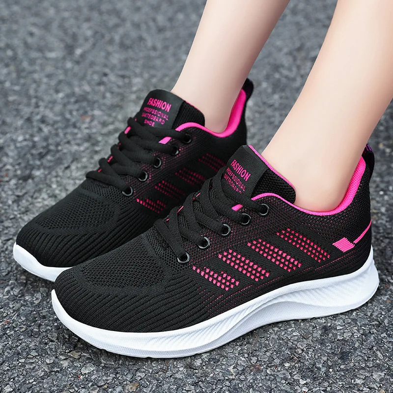 Zapatos Deportivos transpirables para mujer, calzado informal de suela suave, zapatos individuales de malla voladora, zapatos para correr, otoño