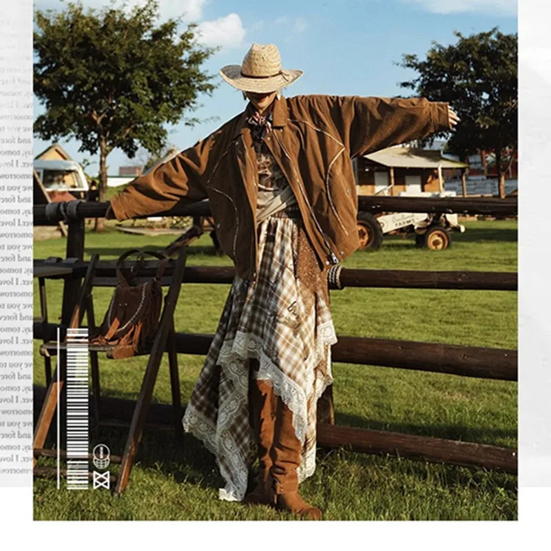 

TIYIHAILEY Vintage Brown Women Long Sleeve Loose Autumn Winter Corduroy Jacket Coat Outerwear Zipper Ladies Turn Down Collar