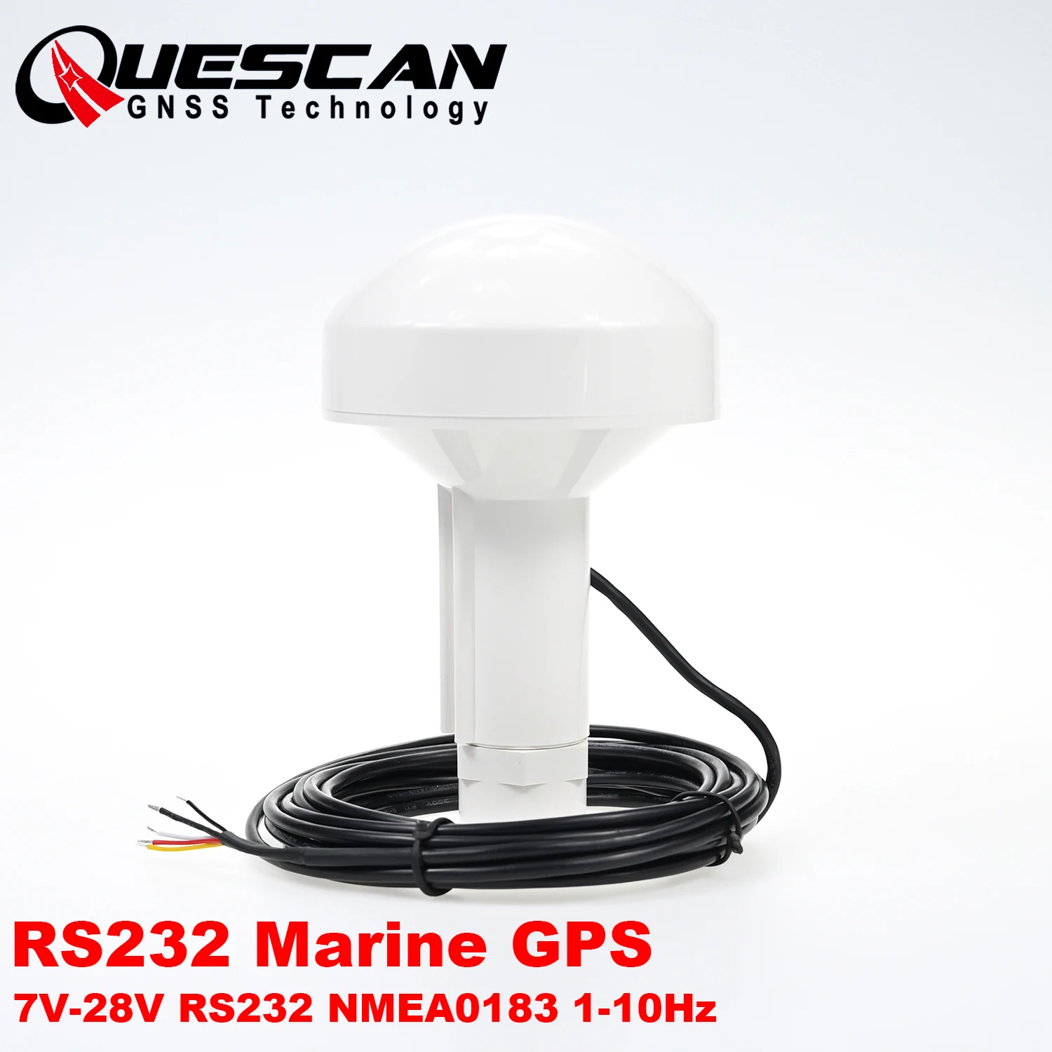 QUESCAN 24V 12V Marine RS232 GPS Receiver NMEA0183 Antenna 4800-115200 Baudrate 1-10Hz 4M Flash Memory GPS QZSS SBAS,Waterproof