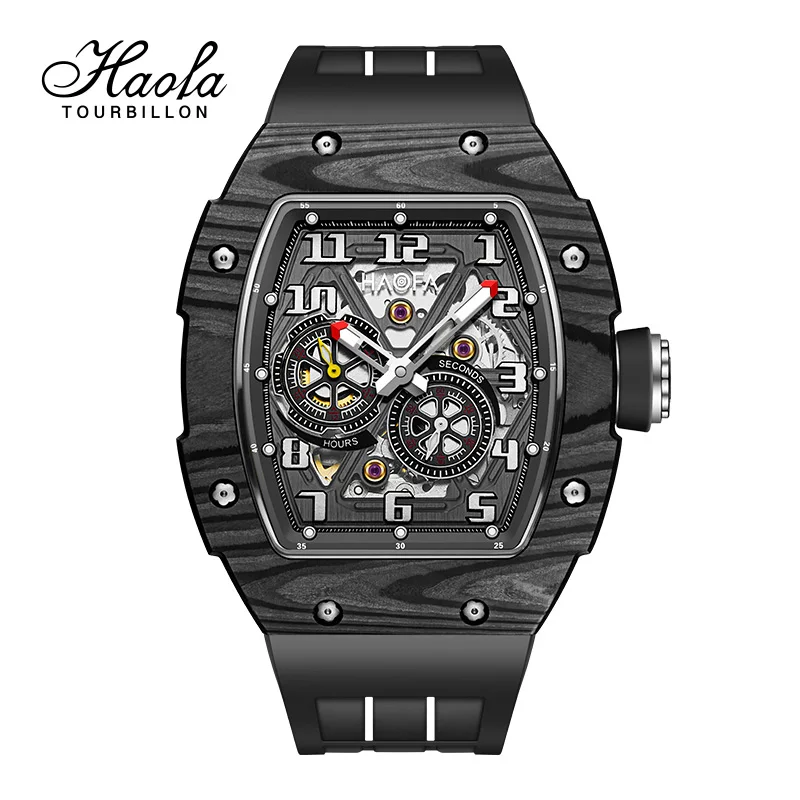 

Haofa автоматические механические часы с арабскими цифрами для мужчин с гоночными элементами, светящийся корпус из углеродного волокна, мужские часы 1978
