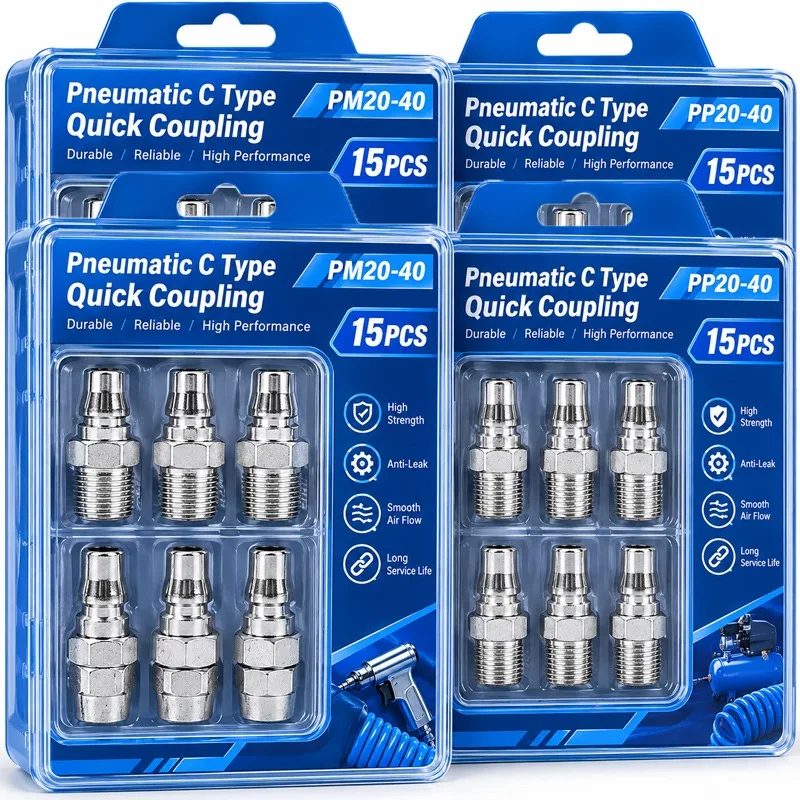 PP20-40 PM20-40 Metal Couplings C Type Hose Quick Connector Adapter Pneumatic Fitting Pneumatic Fittings Air Compressor Supplies