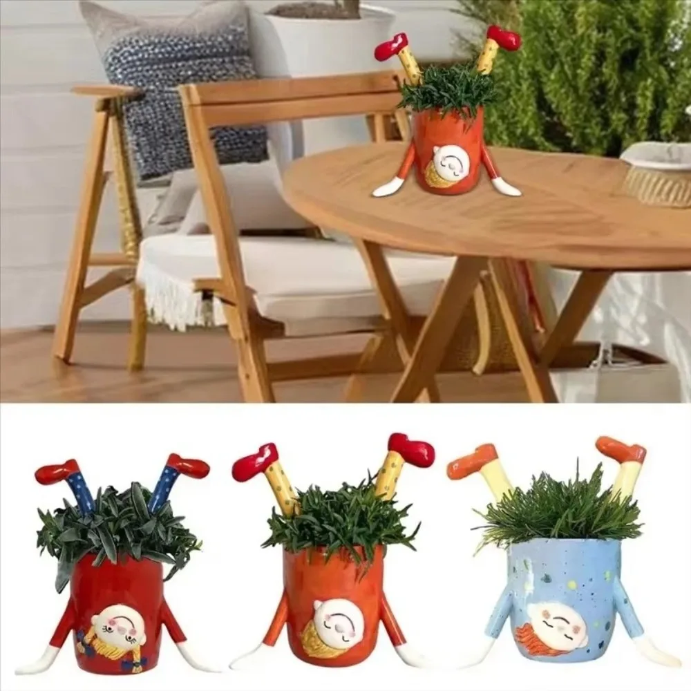 

Cartoon Inverted Flower Pot Resin Decorative Upside Down Potted Plant Girl Shape Succulent Plant Container Indoor Outdoor